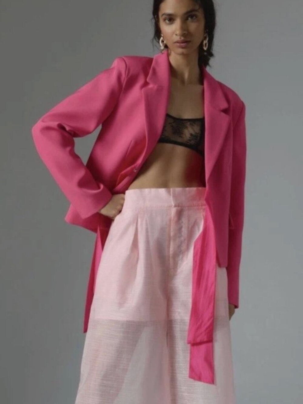 Anthropologie Maeve Pink Ribbon Blazer NWT Size Small